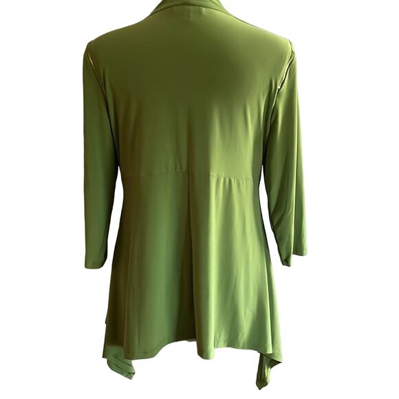 Women’s Chaus of NY XL top Green w/Gold Zipper Shoulder Accent V Neckline Roomy - Picture 4 of 7